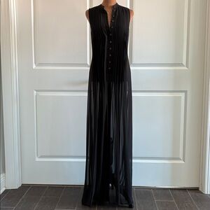 💕 Free People 🖤 Vintage-look romper - black sheer pleated pants romper - 0
